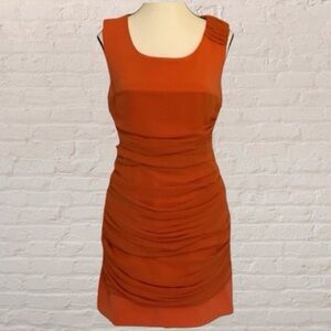 CHLOE vintage Sweet 1976 Orange chiffon drape Sleeveless bodycon mini dress M